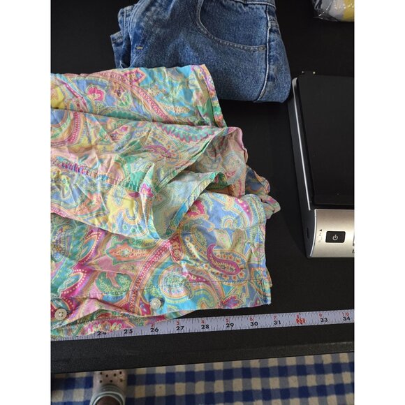 Lauren Ralph Lauren Multicolor Paisley Cuffed Sleeve Button Up Shirt Medium - Picture 8 of 10